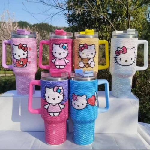40 OZ Bling Rhinestone Stainless Steel Tumbler With Handle manufacturers